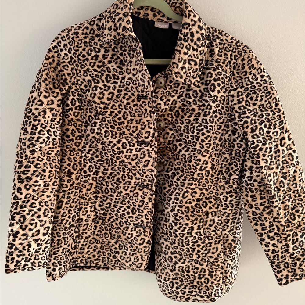 Chico's Animal Print Teddy Jacket